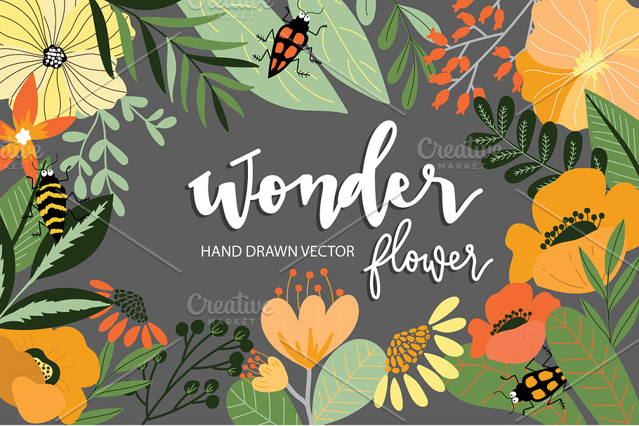 Wonder flower hand drawn VECTOR DIY 