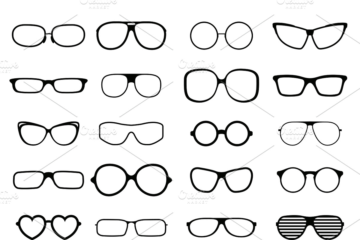 Black fashion glasses silhouette in Illustrations - product preview 8