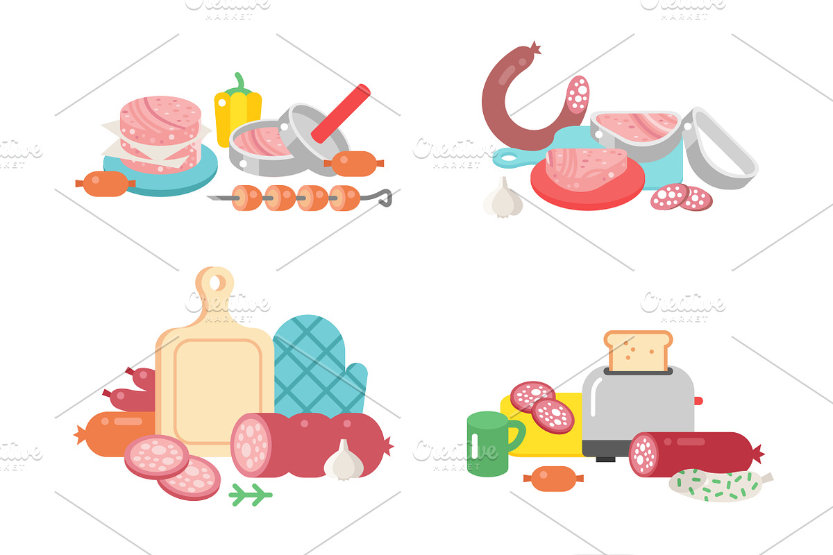 Meat products ingredient preparation in Illustrations - product preview 8