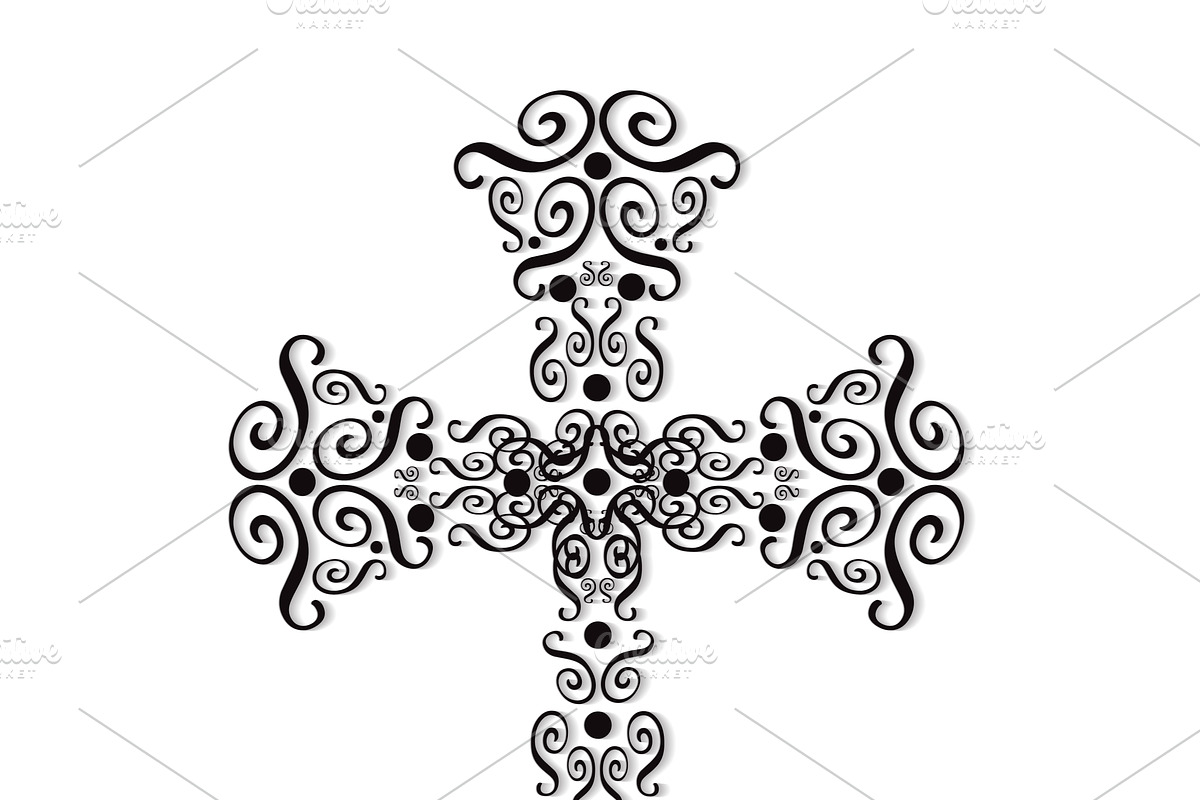 Cross ornament black color in Black And White Icons - product preview 8