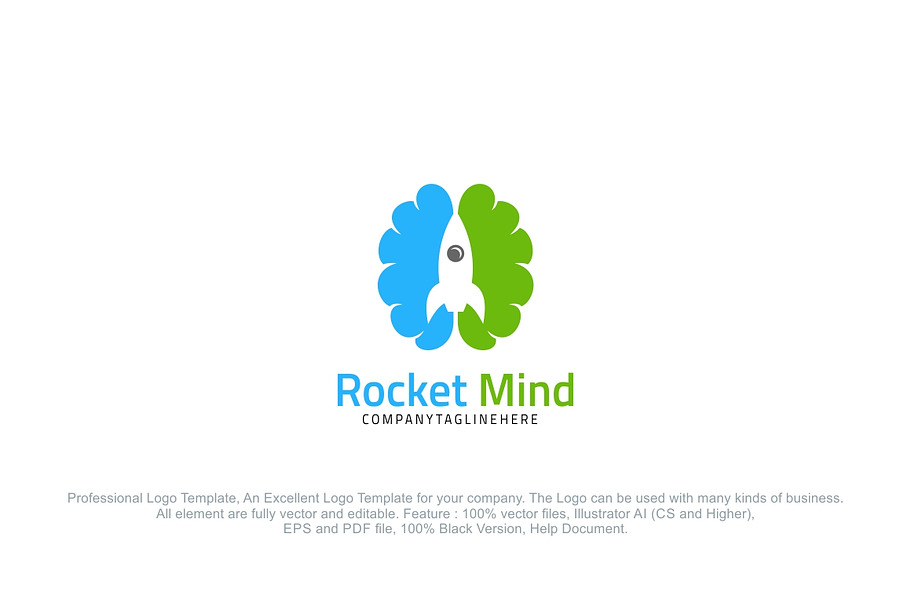 Rocket Mind - Brain Rocket in Logo Templates - product preview 8