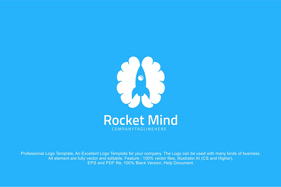 Rocket Mind - Brain Rocket in Logo Templates - product preview 1