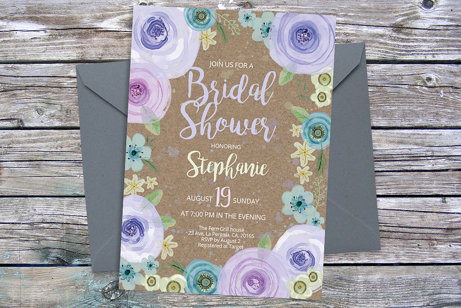 Lavender purple invite template 23 in Card Templates - product preview 8