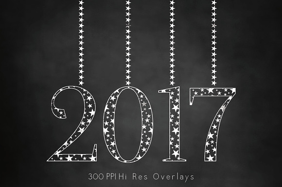 NEW YEARS 2017 CHALK Overlays in Illustrations - product preview 1