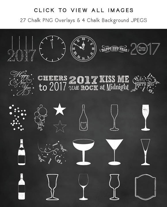 NEW YEARS 2017 CHALK Overlays in Illustrations - product preview 4