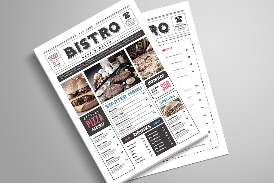 Newspaper Style Food Menu in Templates - product preview 8