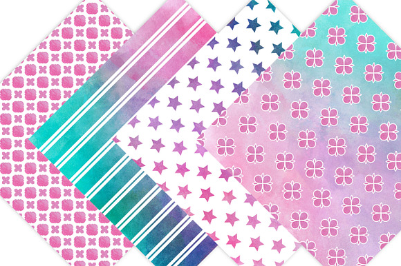Watercolor Digital Paper Patterns in Patterns - product preview 1