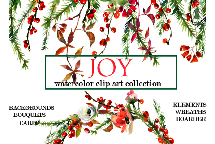 Watercolor Christmas Floral Set in Illustrations - product preview 8