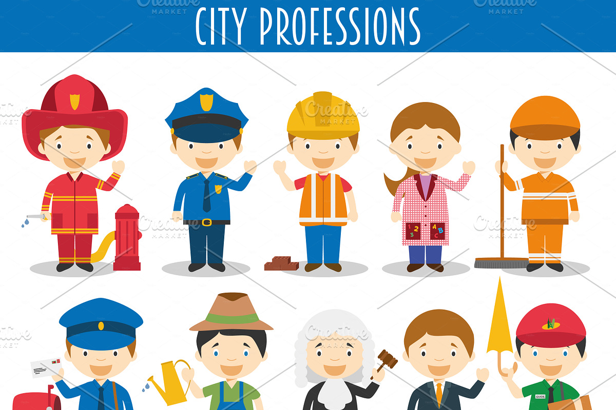 City Professions Characters in Illustrations - product preview 8