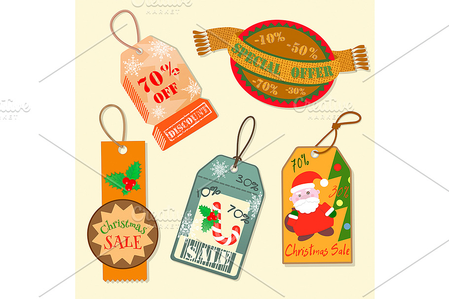 Set lables Christmas sale in Illustrations - product preview 8