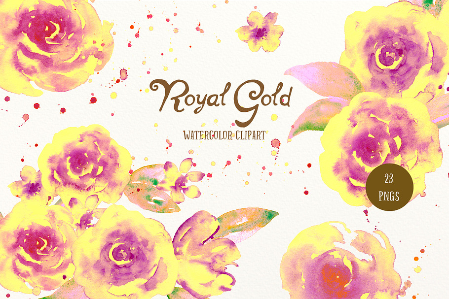 Watercolor Clipart Royal Gold in Illustrations - product preview 8