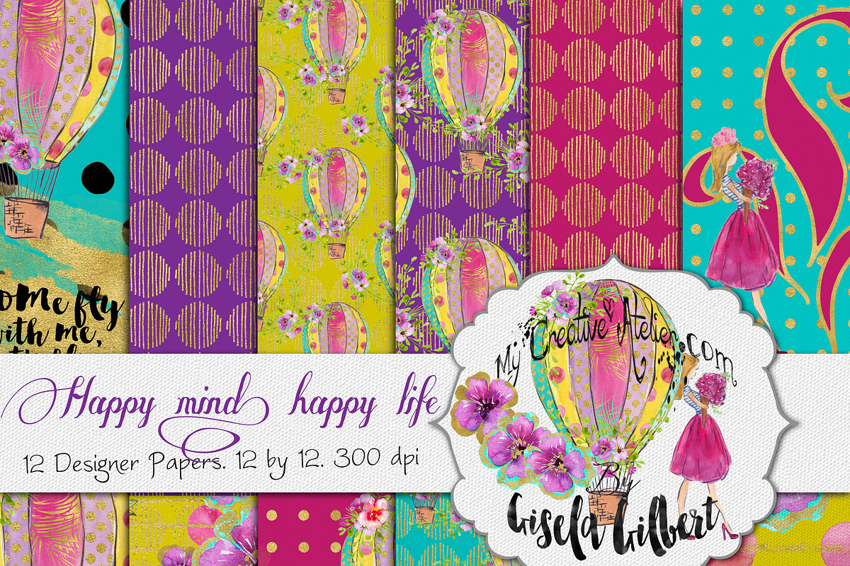 Happy life. Digital papers in Patterns - product preview 8