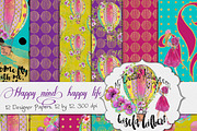 Happy life. Digital papers
