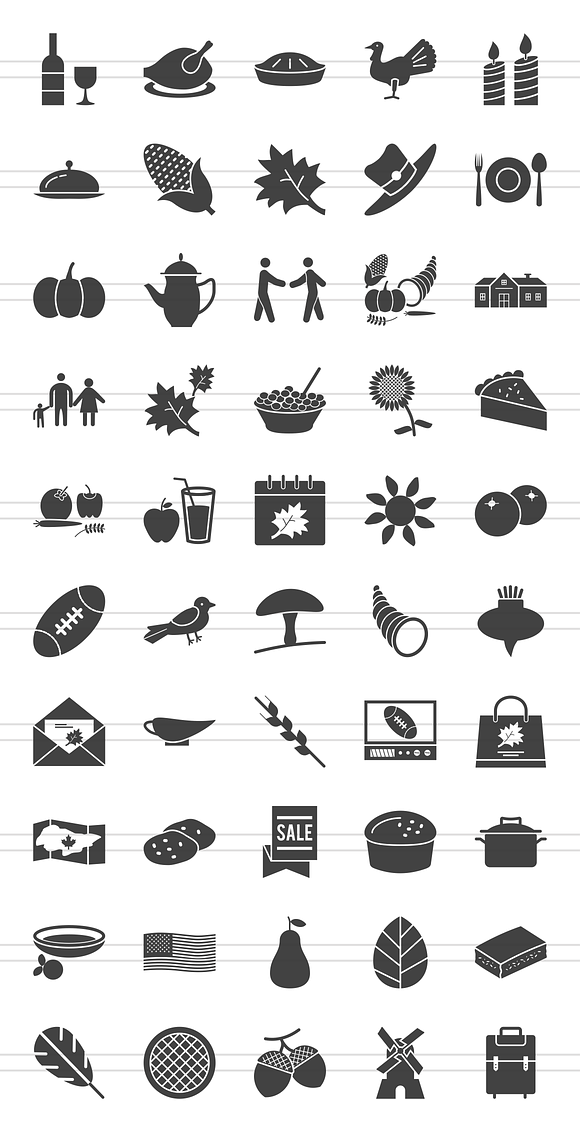 50 Thanksgiving Glyph Icons in Thanksgiving Icons - product preview 1