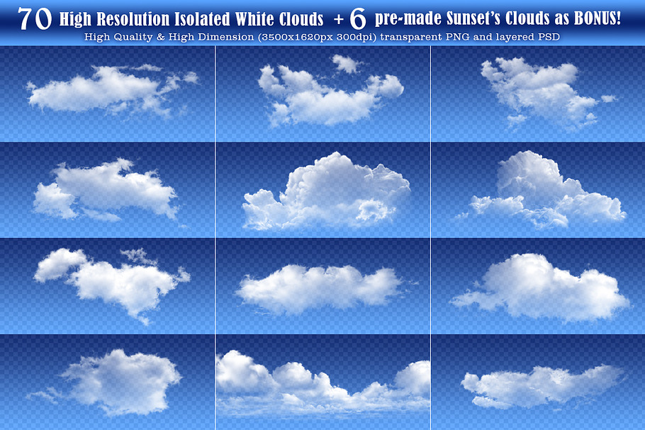 70+ High Resolution Isolated Clouds
