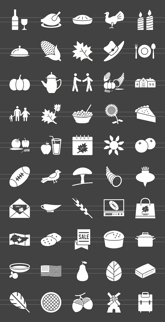 50 Thanksgiving Glyph Inverted Icons in Graphics - product preview 1