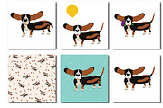 Dog Basset Hound + seamless pattern