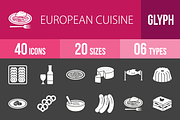 40 Cuisine Glyph Inverted Icons