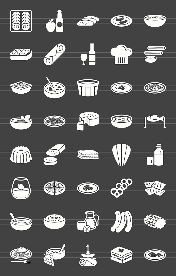 40 Cuisine Glyph Inverted Icons in Graphics - product preview 1