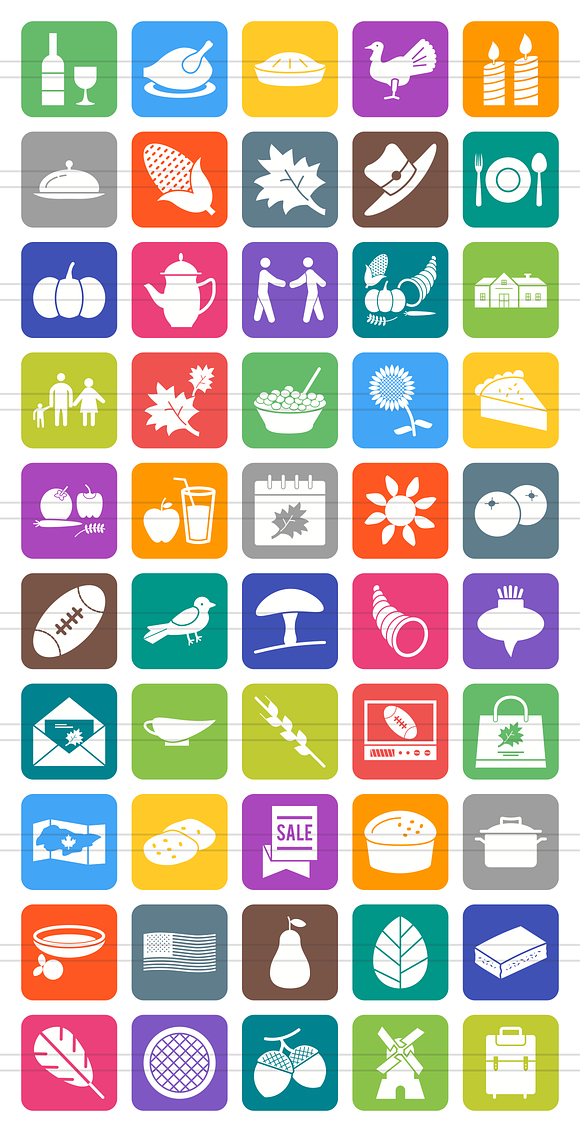 50 Thanksgiving Round Corner Icons in Graphics - product preview 1