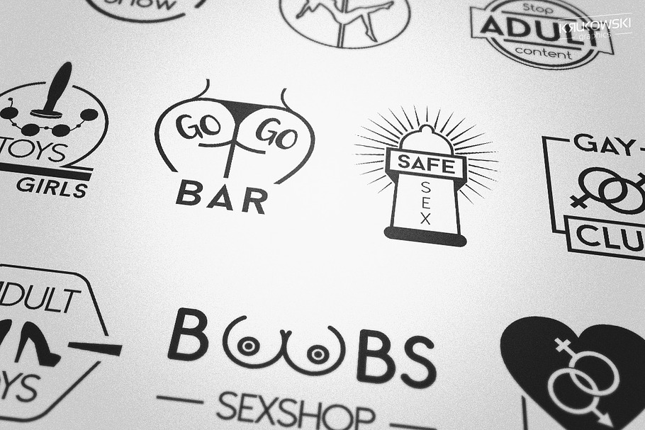 Sexy Adult XXX Badges Logos in Logo Templates - product preview 8