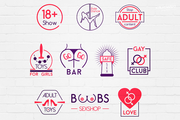Sexy Adult XXX Badges Logos in Logo Templates - product preview 2