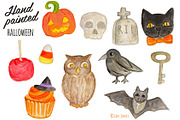 Watercolor Halloween Icons handmade
