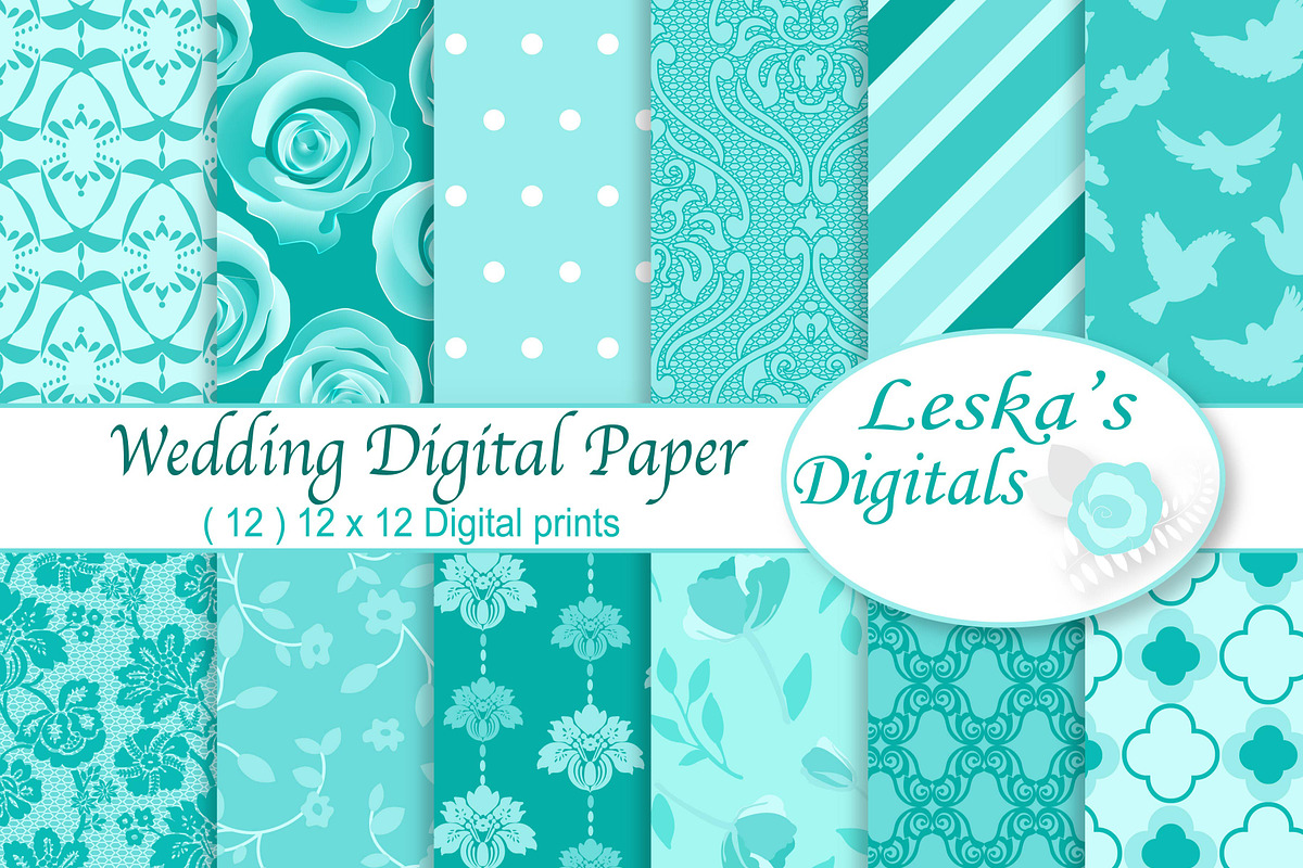Wedding Digital Paper Something Blue in Patterns - product preview 8