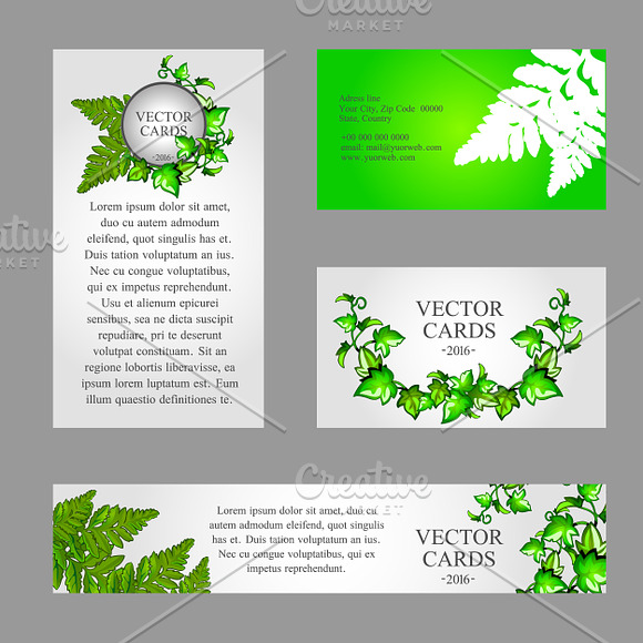 Card with decorated leaves of fern in Illustrations - product preview 1