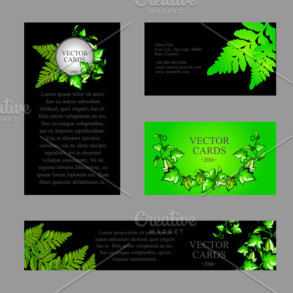 Card with decorated leaves of fern in Illustrations - product preview 2