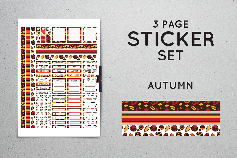 Planner Sticker Set - Autumn in Stationery Templates - product preview 8