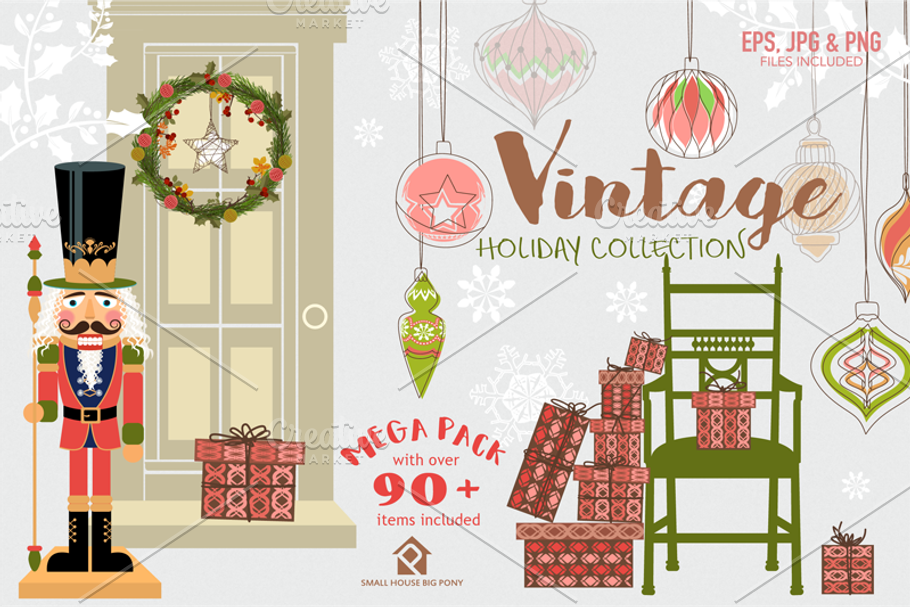 Vintage Holiday Collection in Illustrations - product preview 8
