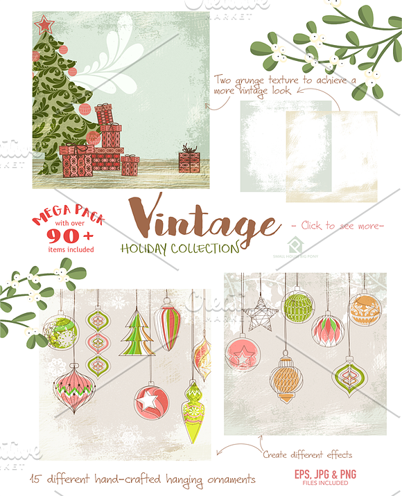 Vintage Holiday Collection in Illustrations - product preview 2