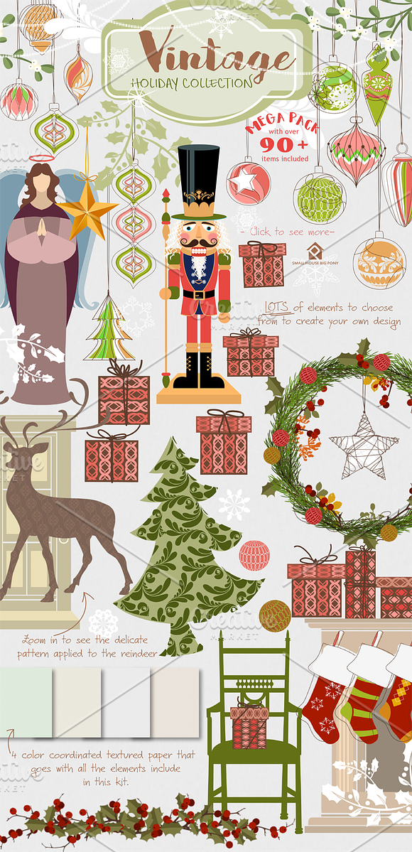 Vintage Holiday Collection in Illustrations - product preview 3