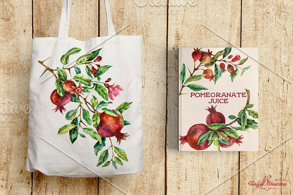 Watercolor Pomegranate Branch in Illustrations - product preview 4