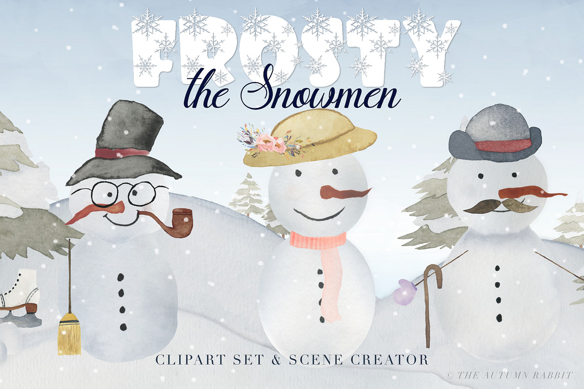 Snowman Scene Creator & Clipart in Illustrations - product preview 8