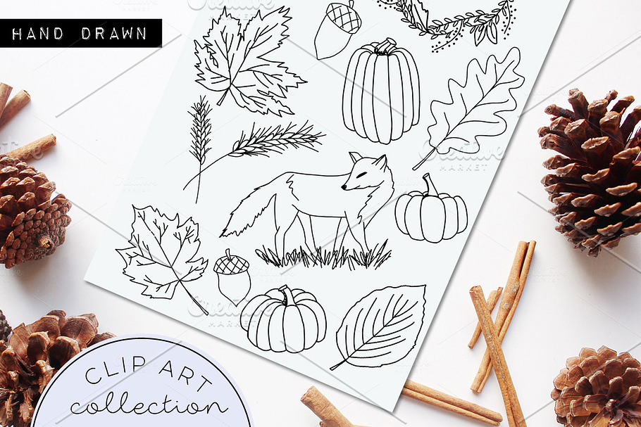 Hand Drawn Doodle Clip Art Fall Fox in Illustrations - product preview 8