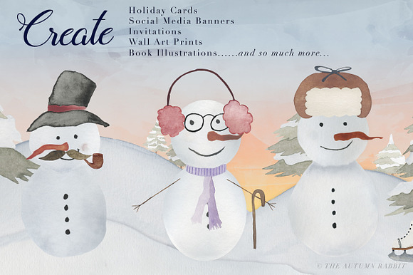 Snowman Scene Creator & Clipart in Illustrations - product preview 2
