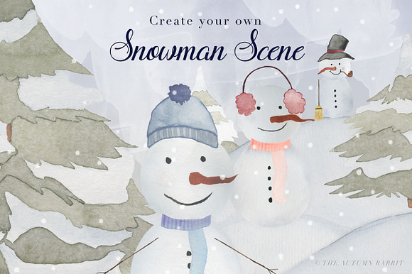 Snowman Scene Creator & Clipart in Illustrations - product preview 4