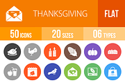 50 Thanksgiving Flat Round Icons