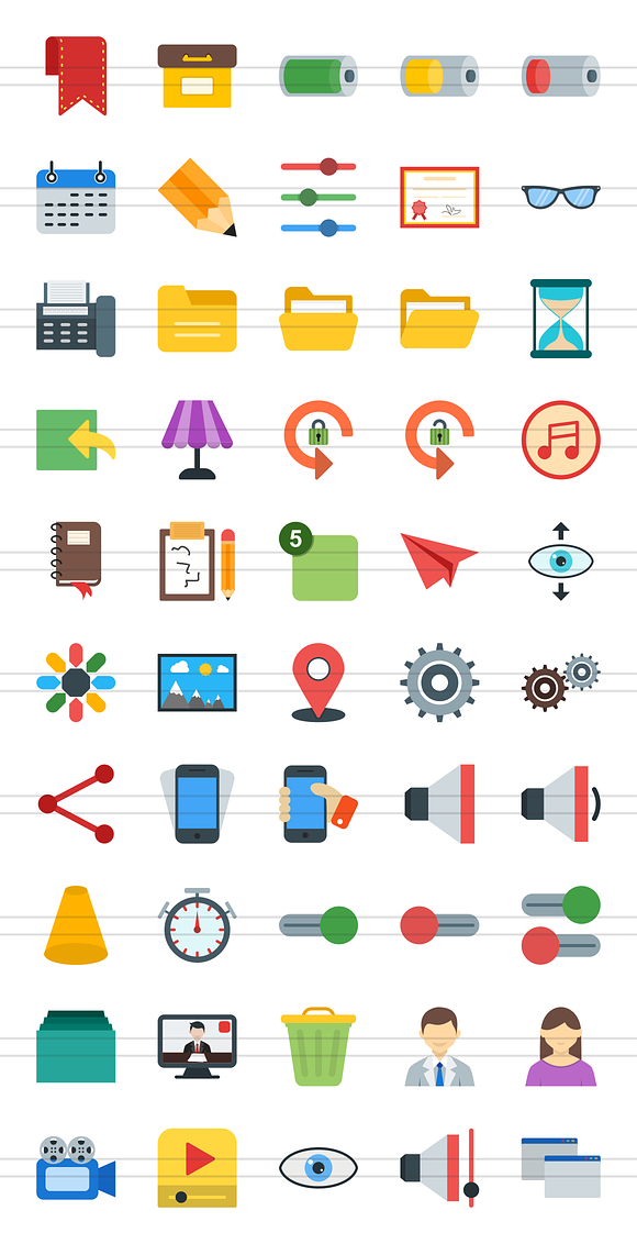 50 Web Interface Flat Icons in Graphics - product preview 1