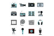 Audio and video set, flat style