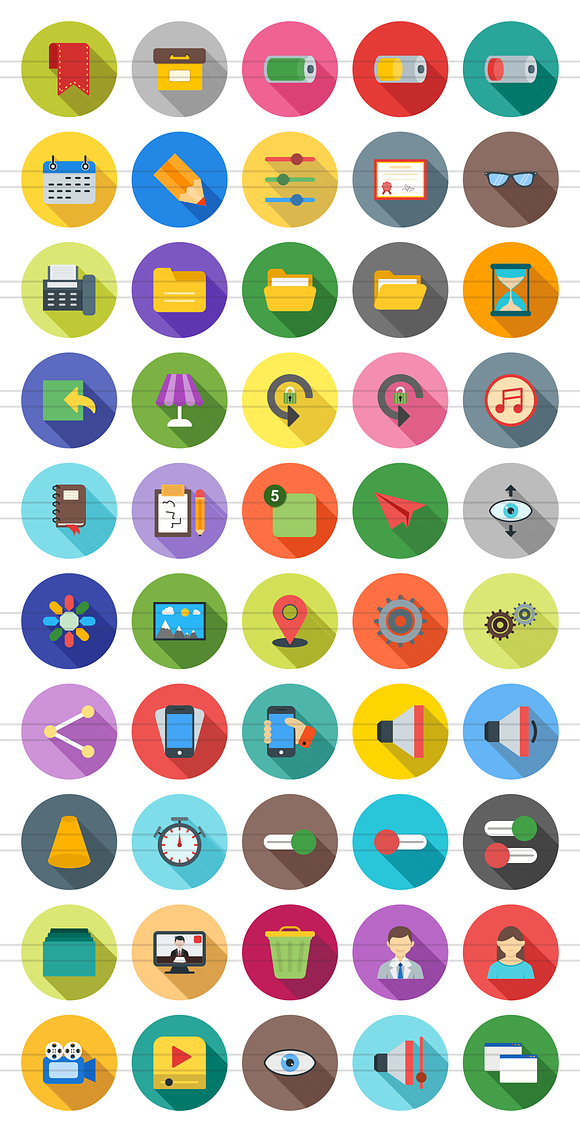 50 Web Interface Flat Shadowed Icons in Graphics - product preview 1