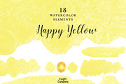 Yellow Watercolor Splash Strokes Kit