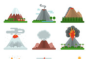 Volcano vector nature blowing up