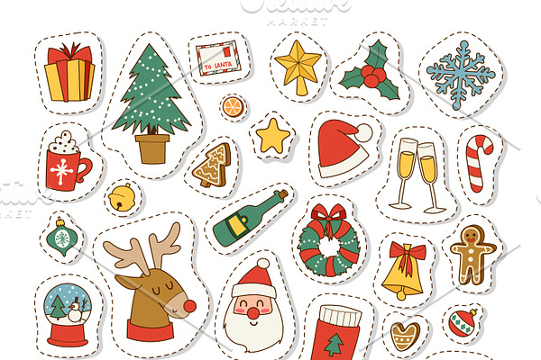 Christmas icons vector symbols