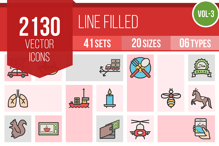 2130 Line Filled Icons (V3) in Graphics - product preview 8