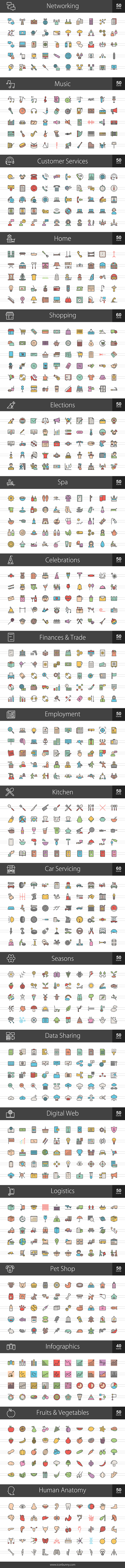 2130 Line Filled Icons (V3) in Graphics - product preview 1