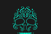 Skull ornament neon color vector