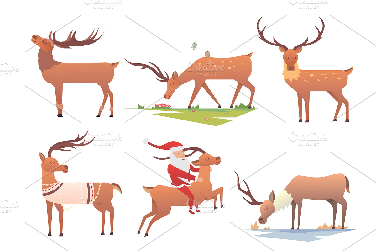 Christmas reindeer vector in Illustrations - product preview 8